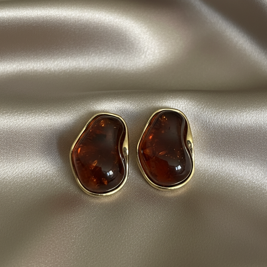 Boucles d’Oreilles Ambre Naturel