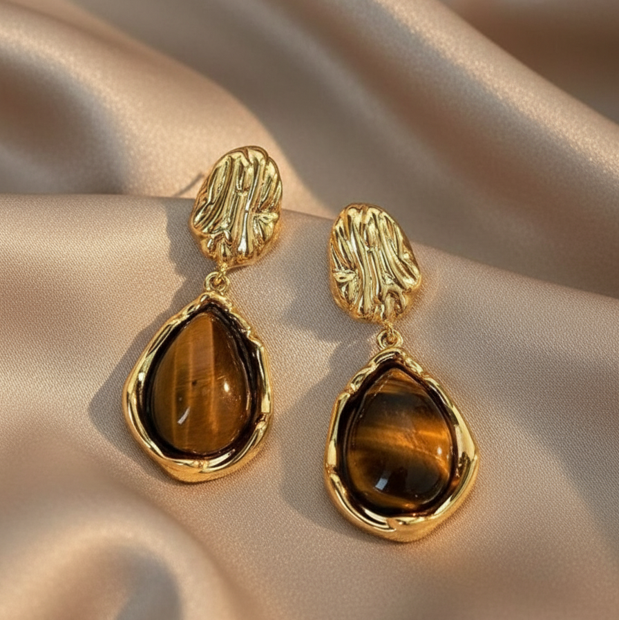 Boucles d’Oreilles Vintage Ambrées