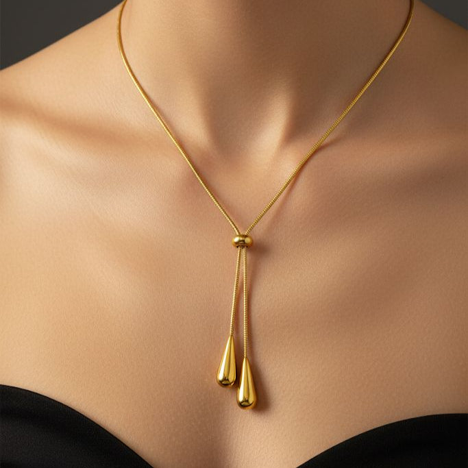 Collier Pendentif Long Goutte d’Eau