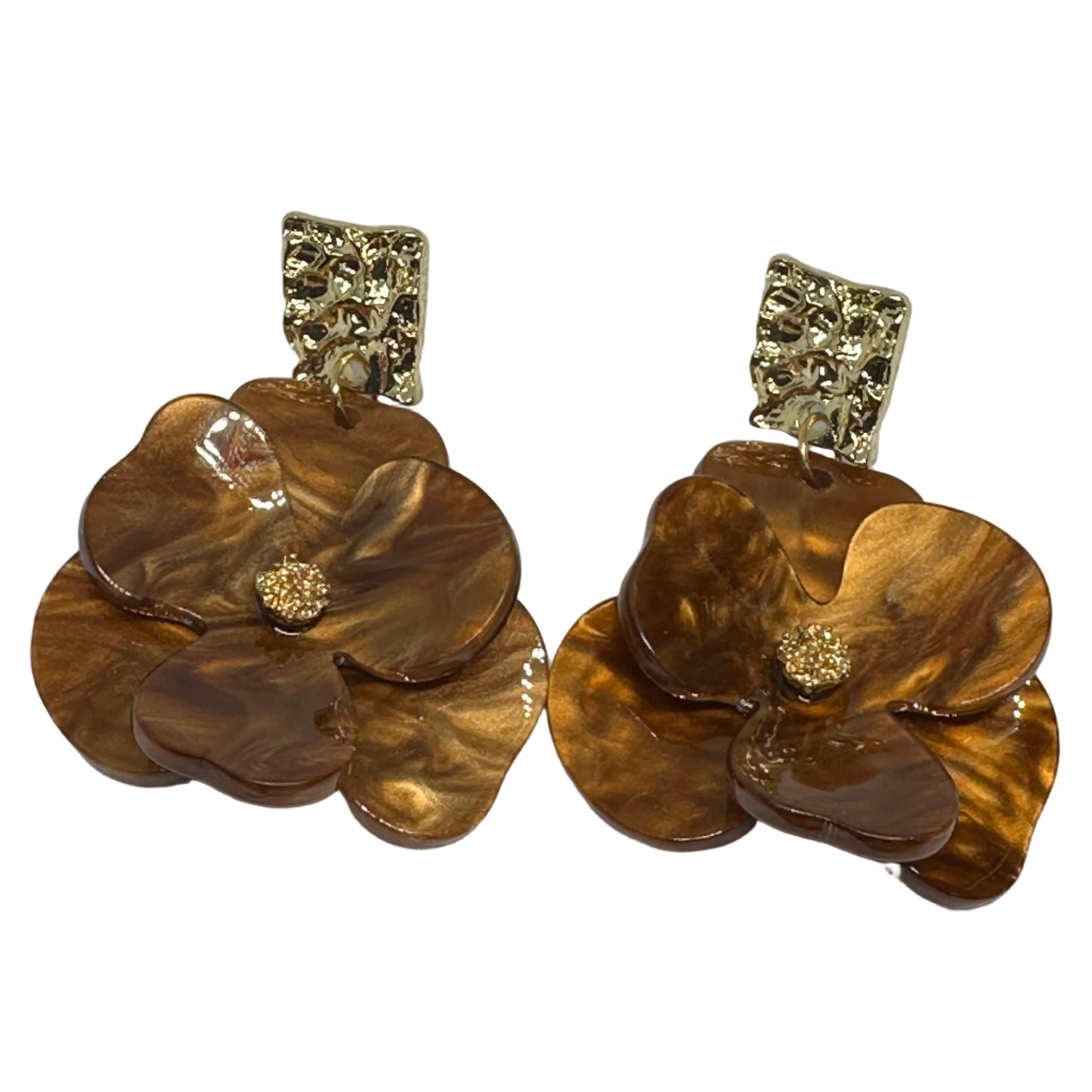 Boucles d’Oreilles Longues Pétales Ambre